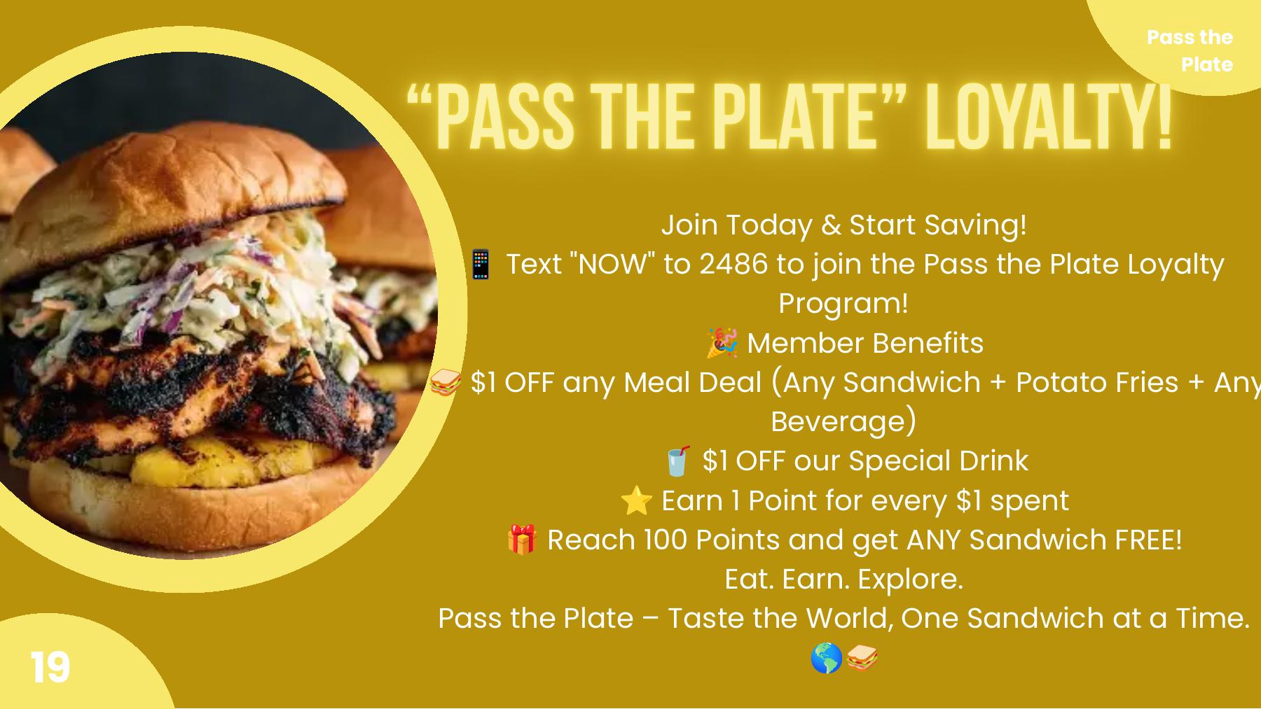 Pass the Plate loyalty program presentation slide